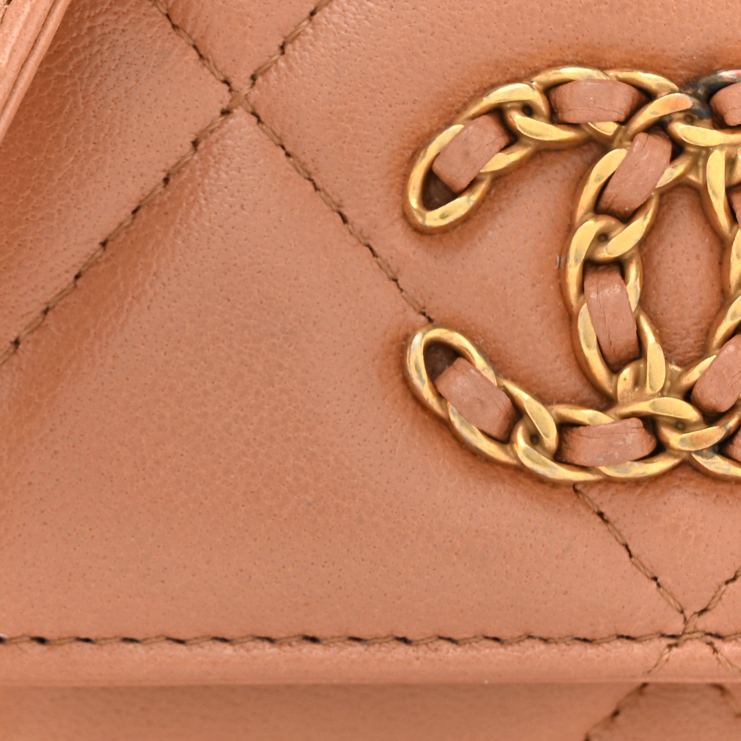 Chanel Lambskin Quilted Chanel 19 Flap Card Holder With Chain Brown 9 of 14