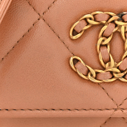 Chanel Lambskin Quilted Chanel 19 Flap Card Holder With Chain Brown 9 of 14