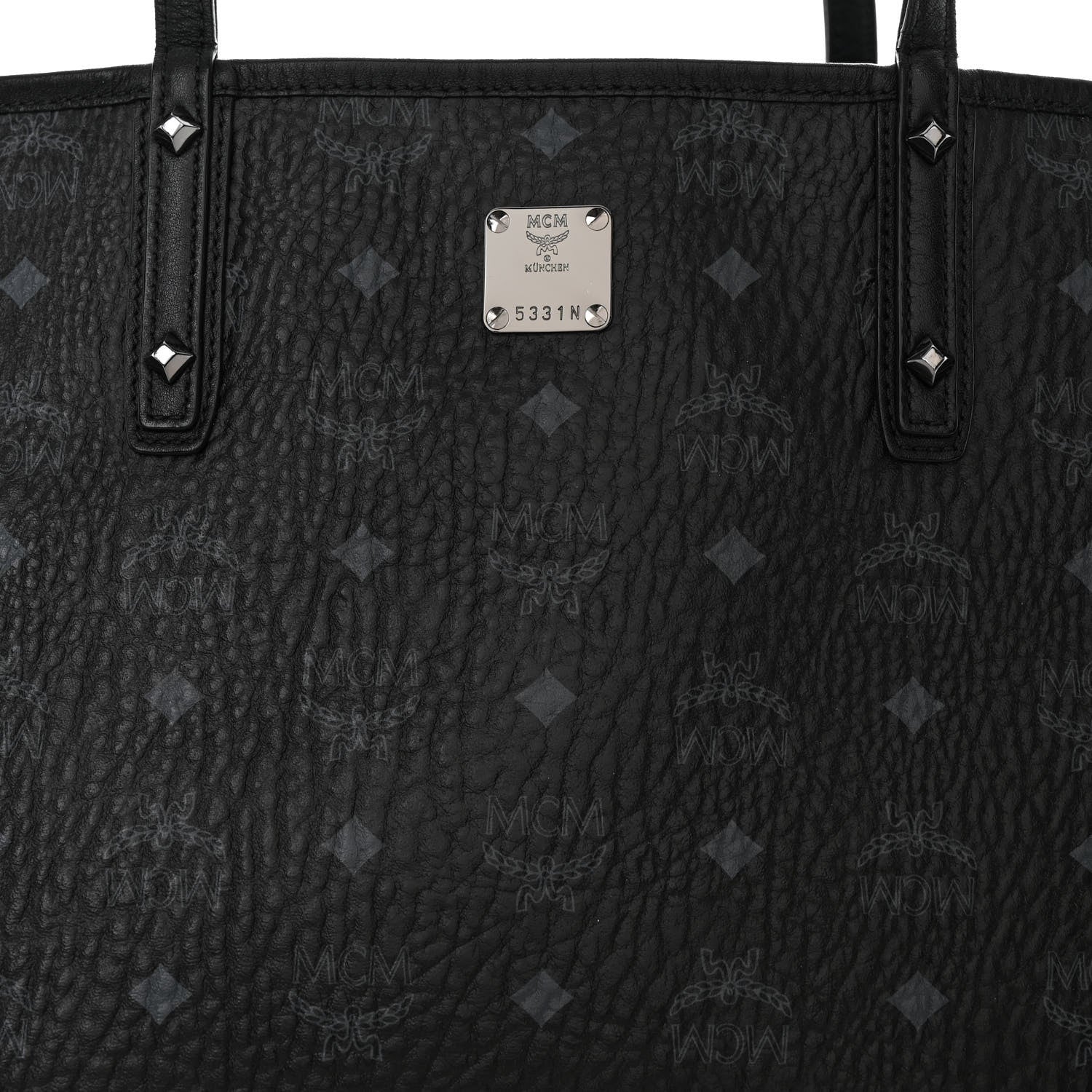 MCM Visetos Medium Liz Reversible Shopper Tote Black 9 of 20