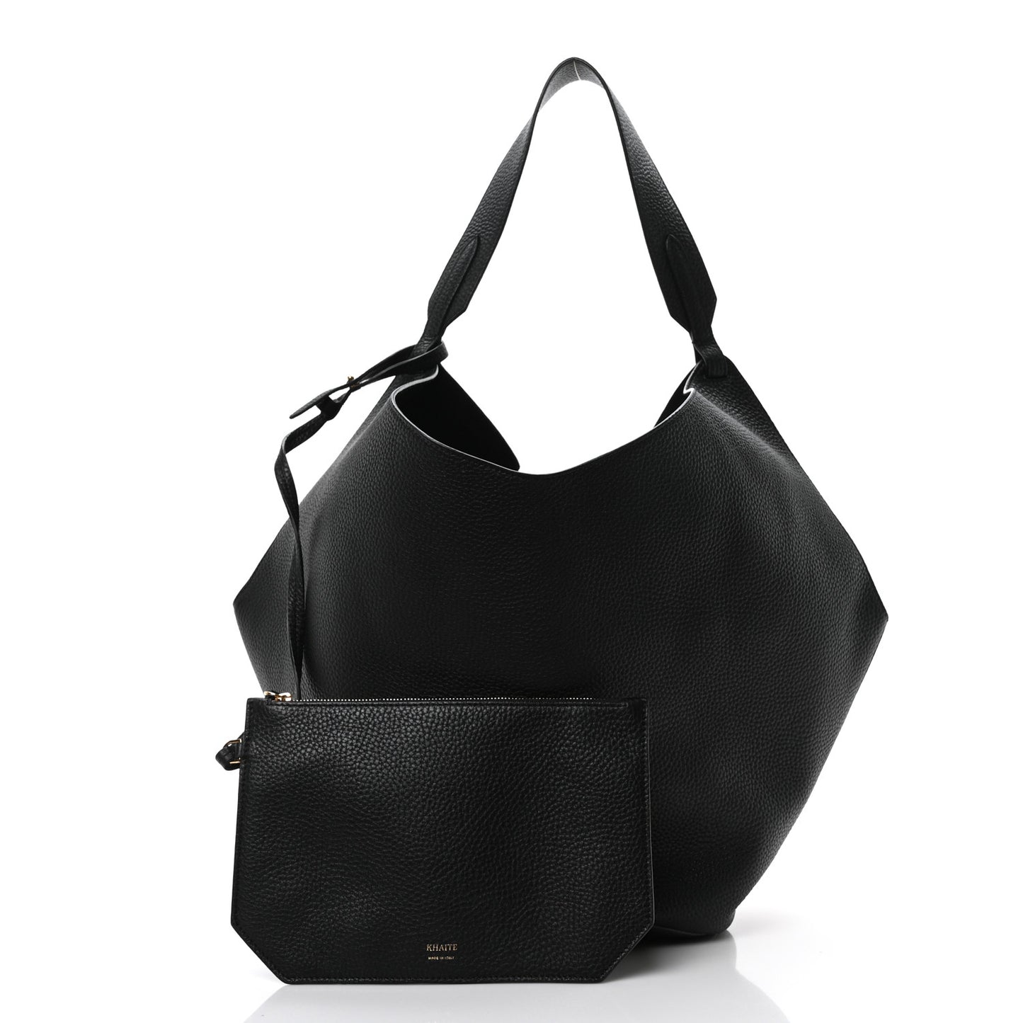 Pebbled Sport Calfskin Medium Lotus Tote Black