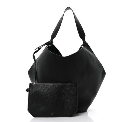 Khaite Pebbled Sport Calfskin Medium Lotus Tote Black 3 of 10