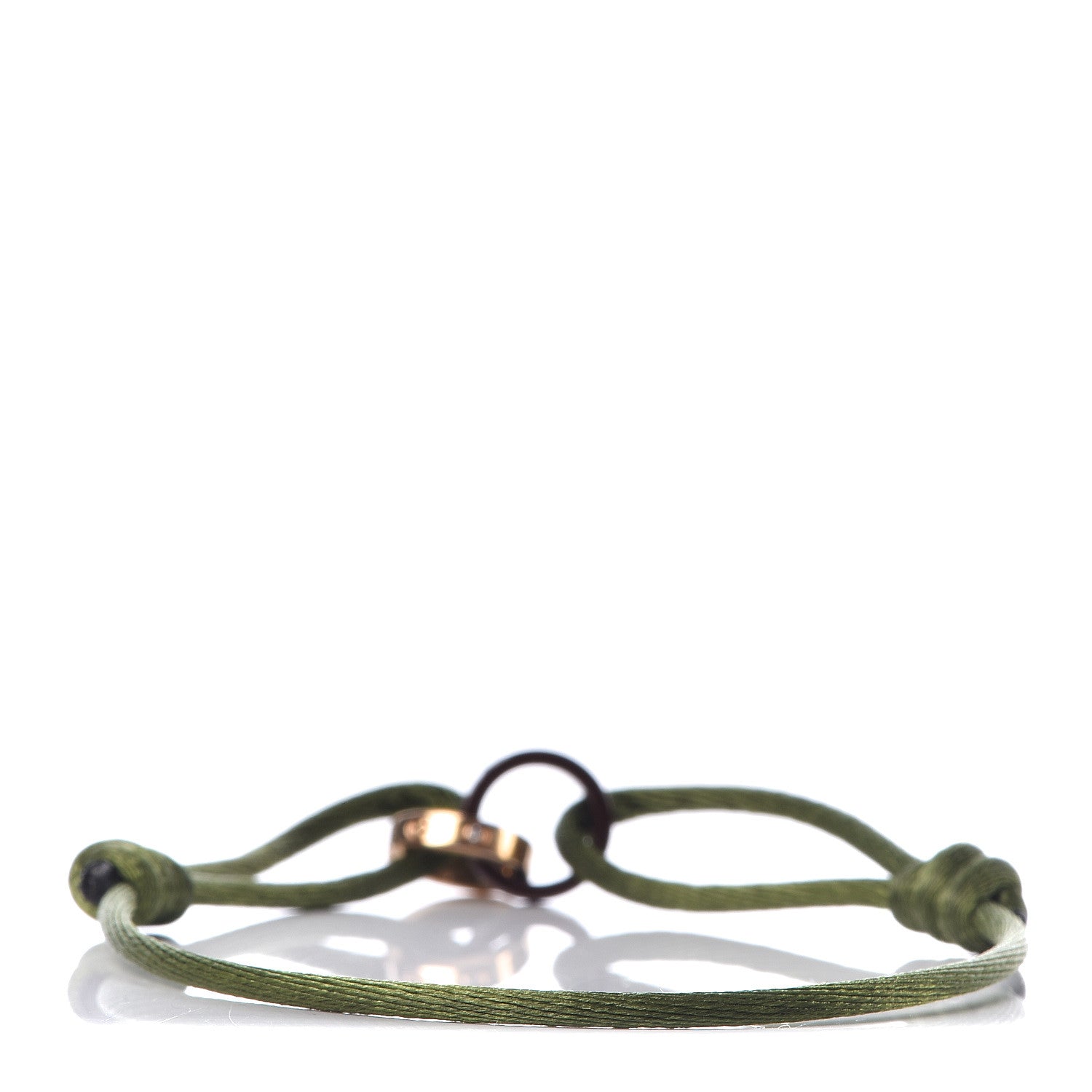 Cartier 18K Pink Gold Brown Ceramic 4 Diamond LOVE Cord Bracelet Green 3 of 6