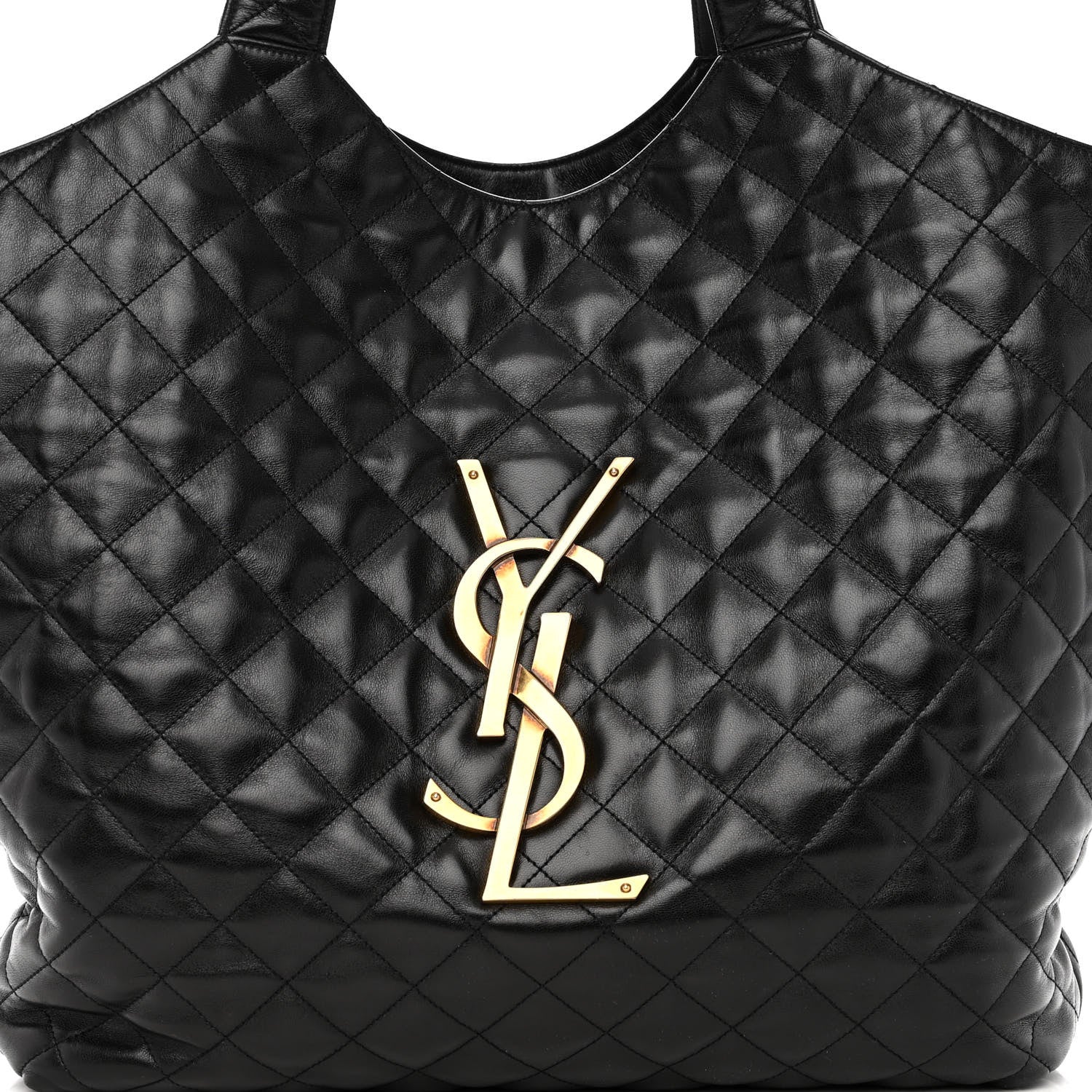 Saint Laurent Lambskin Quilted Maxi Icare Shopping Tote Black 8 of 11