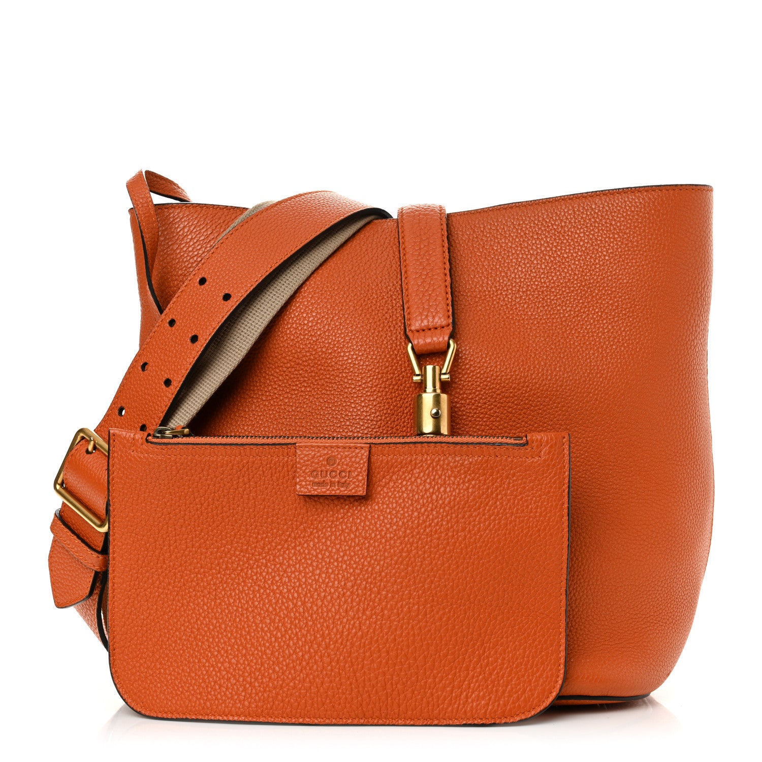 Gucci Soft Grained Calfskin Small Jackie Bucket Bag Orange 3 of 15