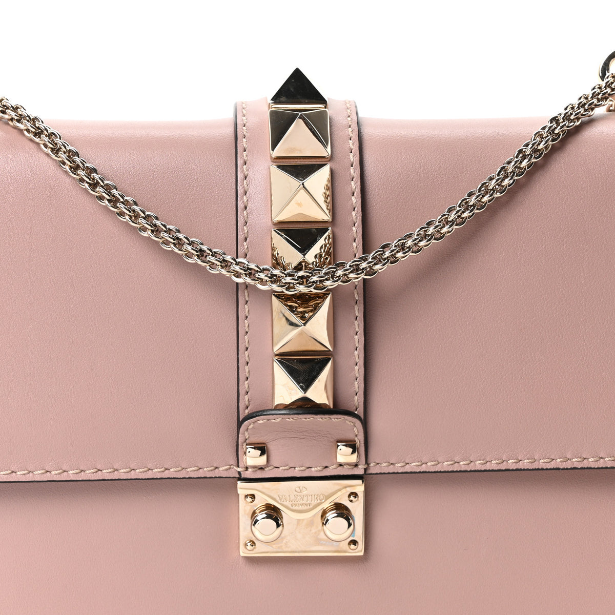 Vitello Medium Glam Lock Rockstud Flap Poudre