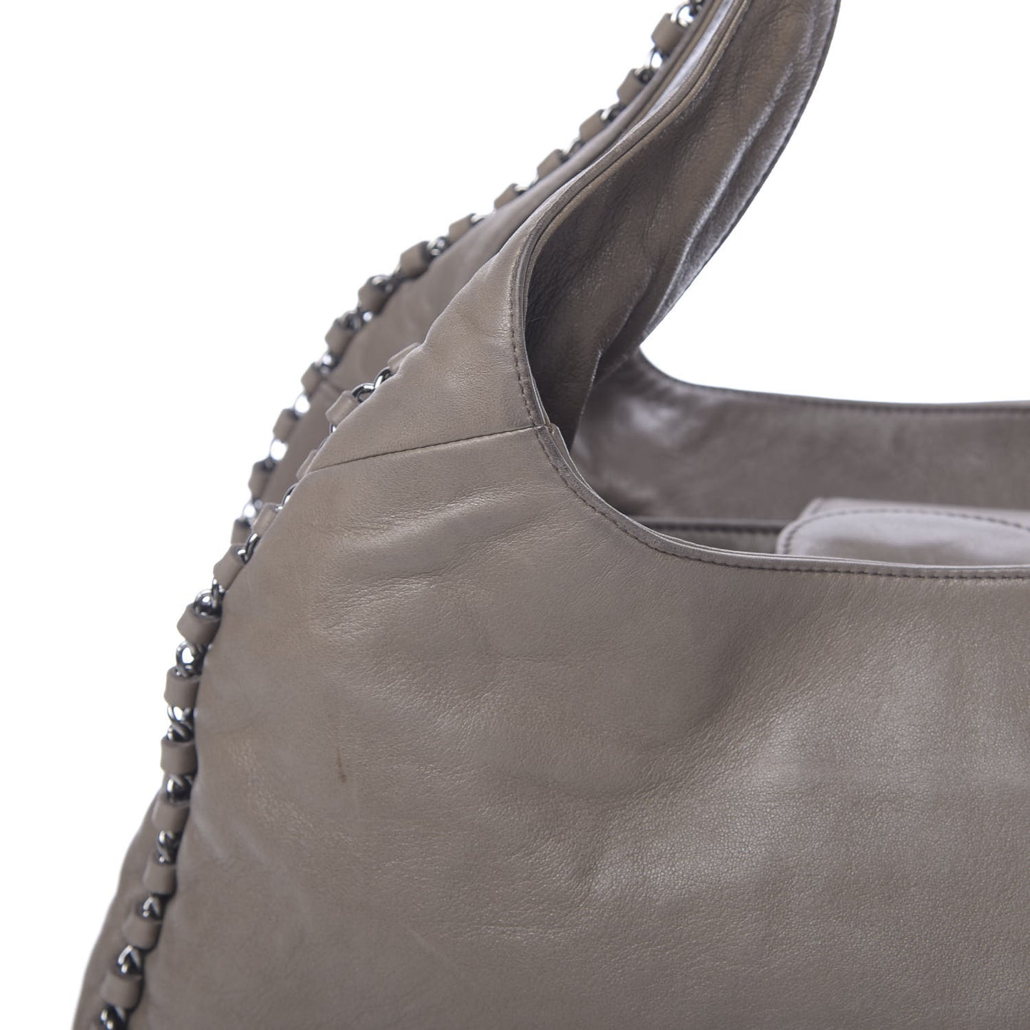 Lambskin Chain Hobo Grey
