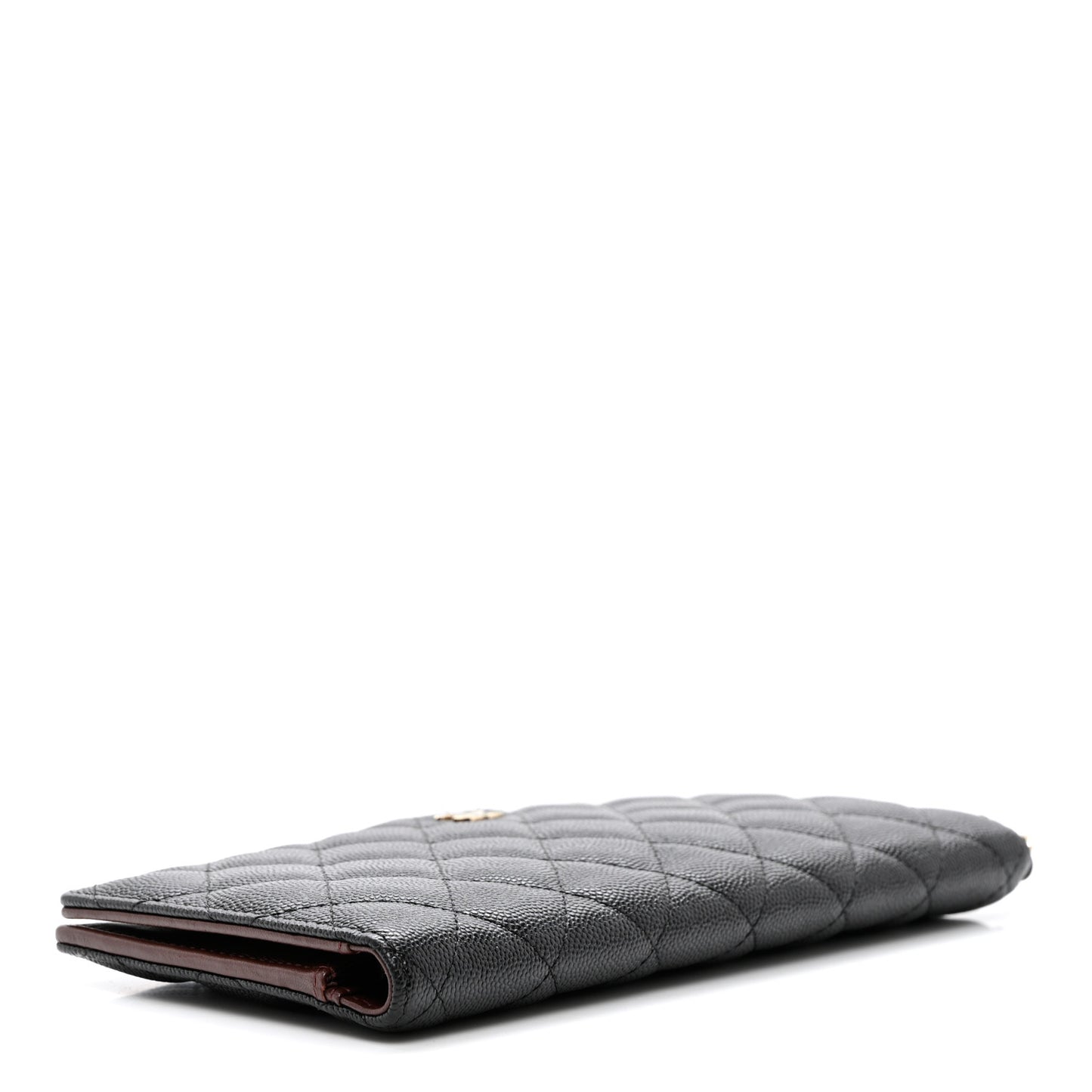 Caviar Quilted Long Wallet With Handle Black