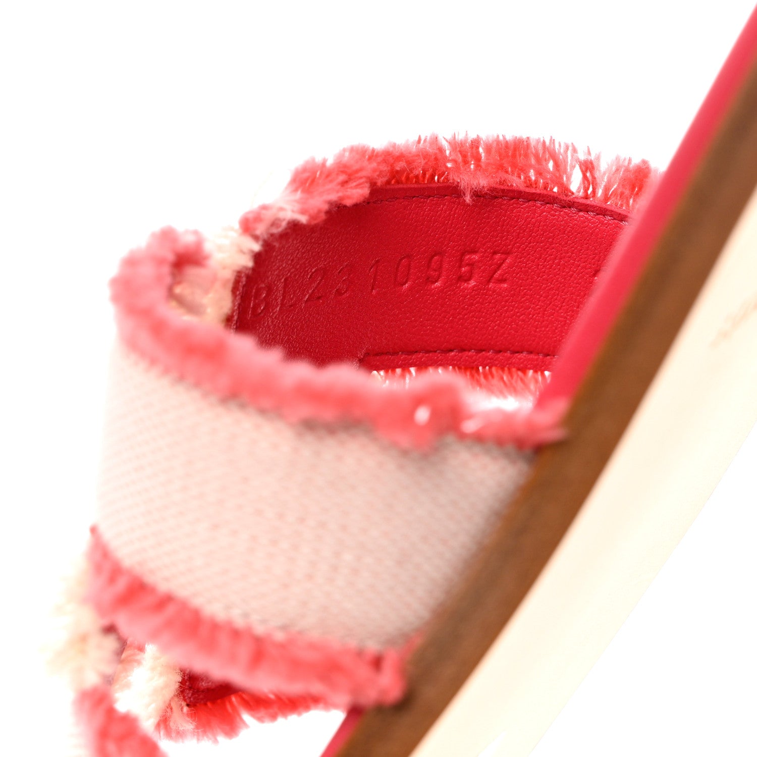 Hermes Toile H Oran Fringe Sandals 35 Framboise 6 of 9