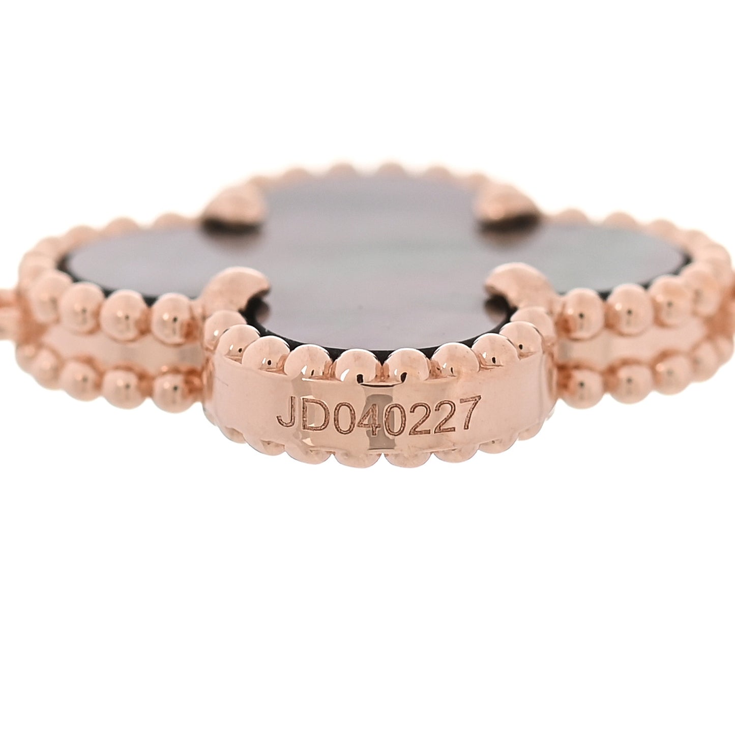 18K Rose Gold Gray Mother of Pearl 5 Motifs Vintage Alhambra Bracelet