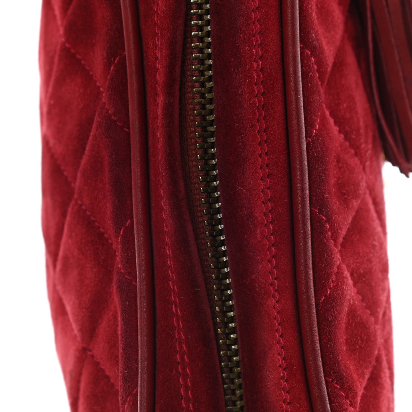 Suede Quilted Tassel Camera Bag Red