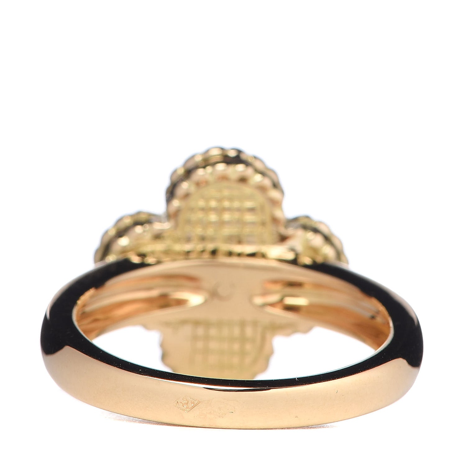 18K Yellow Gold Black Onyx Diamond Vintage Alhambra Ring 54 6.75
