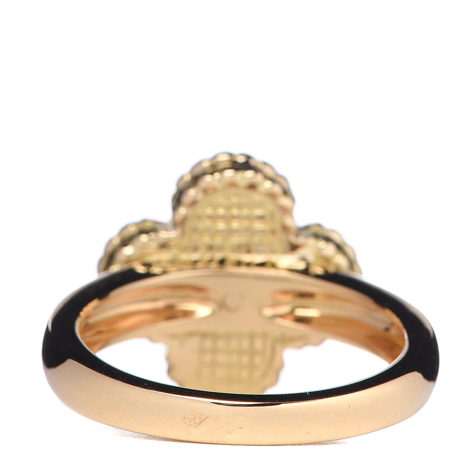 Van Cleef & Arpels 18K Yellow Gold Black Onyx Diamond Vintage Alhambra Ring 54 6.75 4 of 5