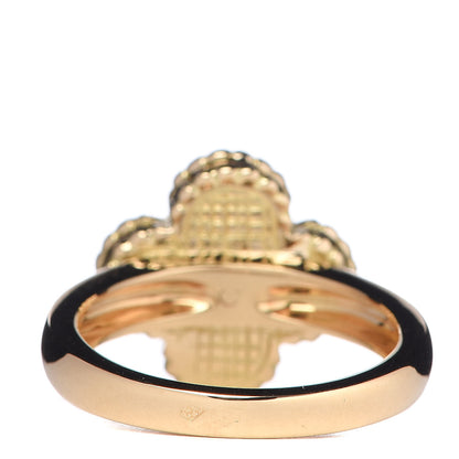 Van Cleef & Arpels 18K Yellow Gold Black Onyx Diamond Vintage Alhambra Ring 54 6.75 4 of 5