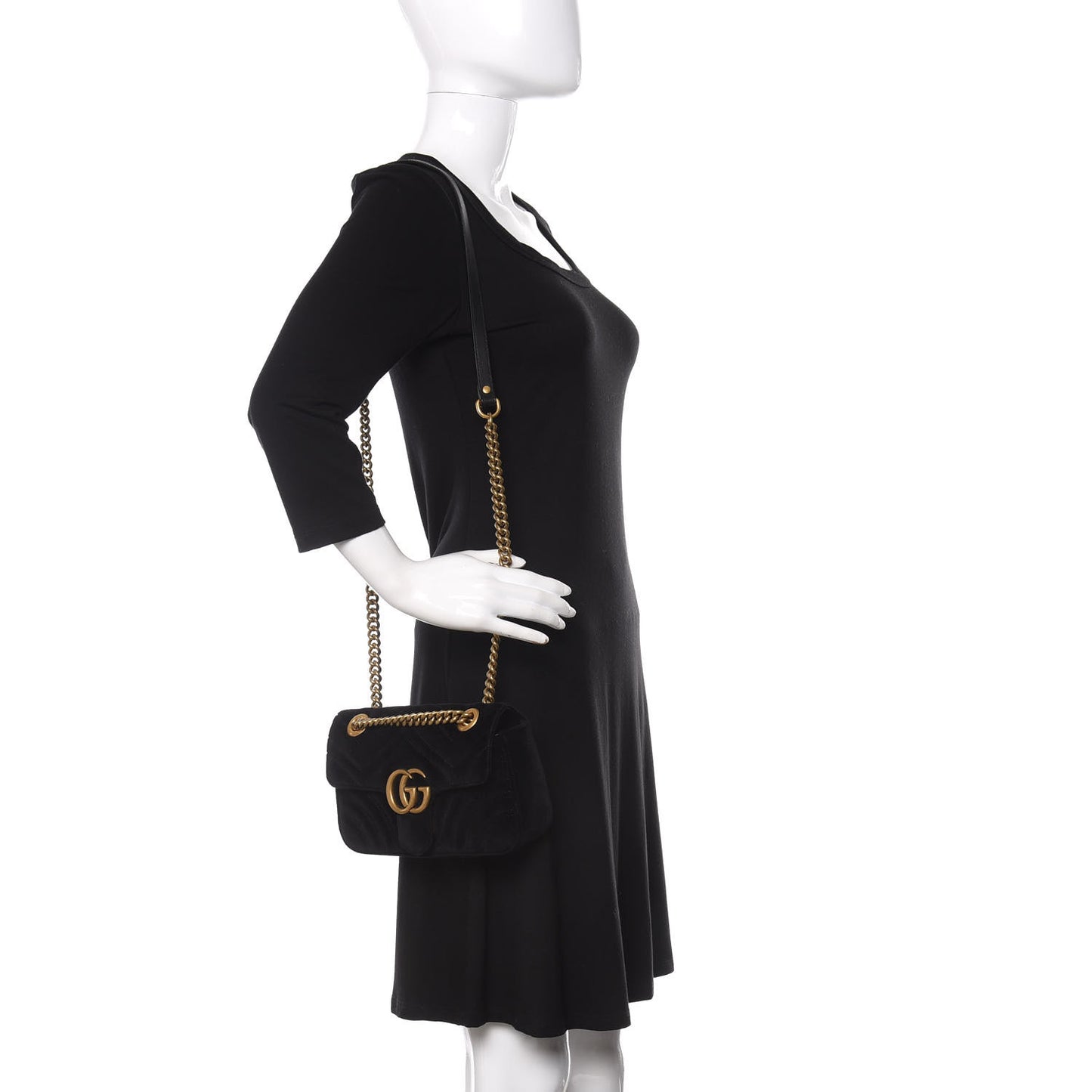 Velvet Matelasse Mini GG Marmont Shoulder Bag Black