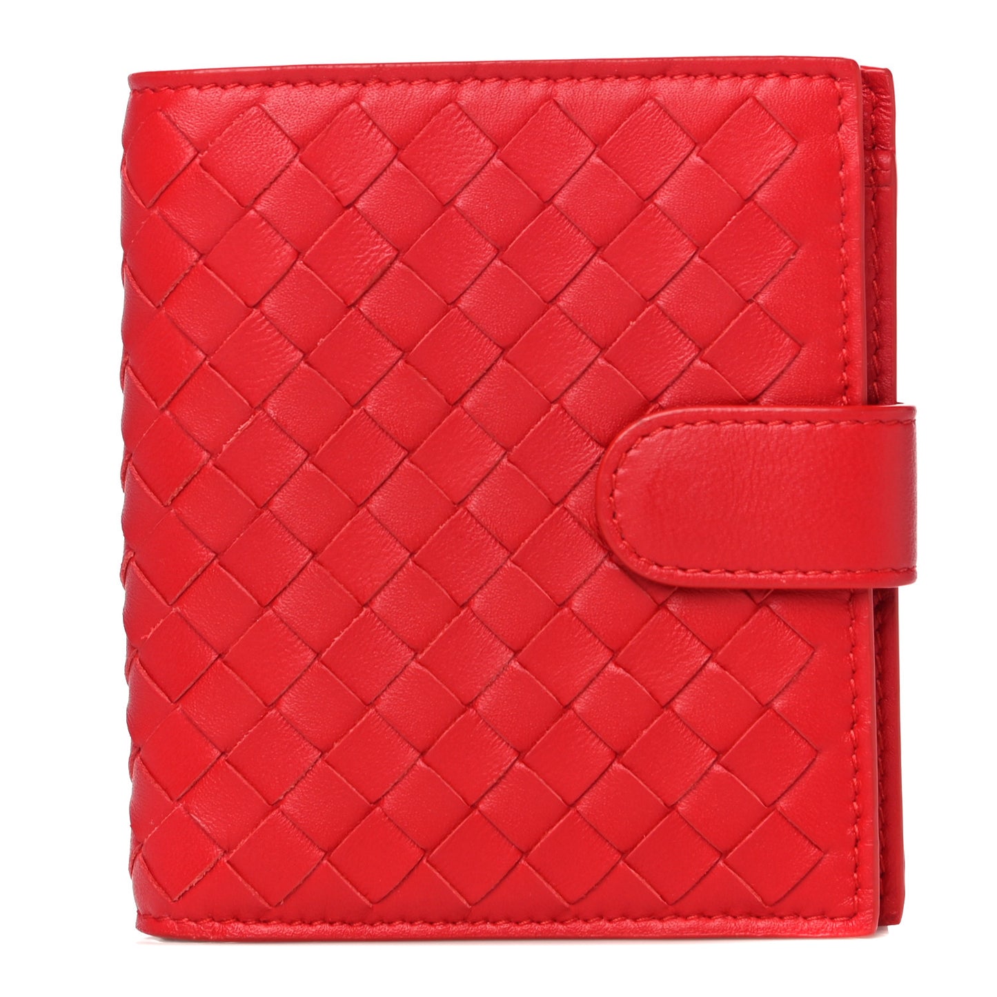 Nappa Intrecciato French Compact Wallet Bright Red