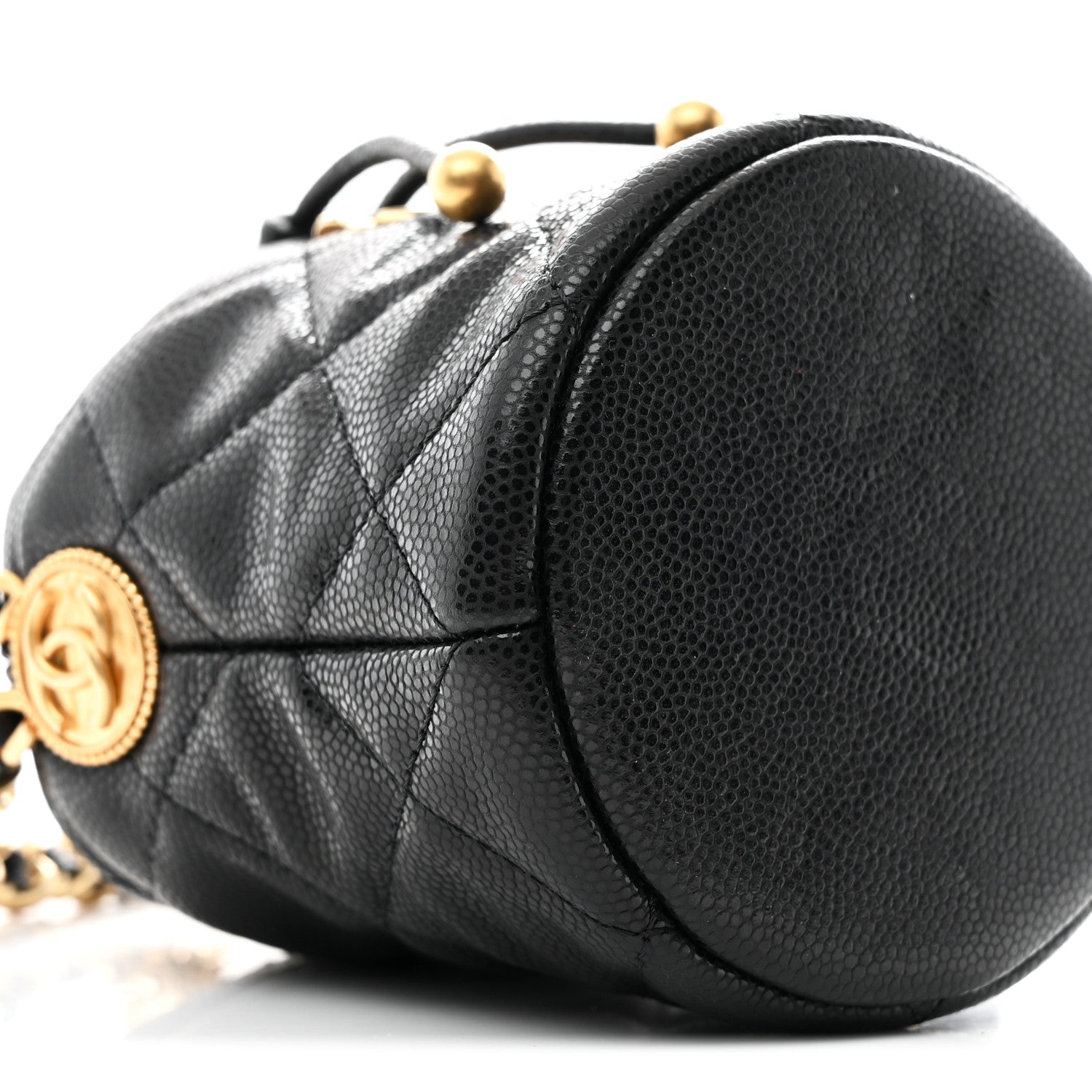 Chanel Caviar Quilted Twist Your Buttons Micro Bucket Bag Black 9 of 10