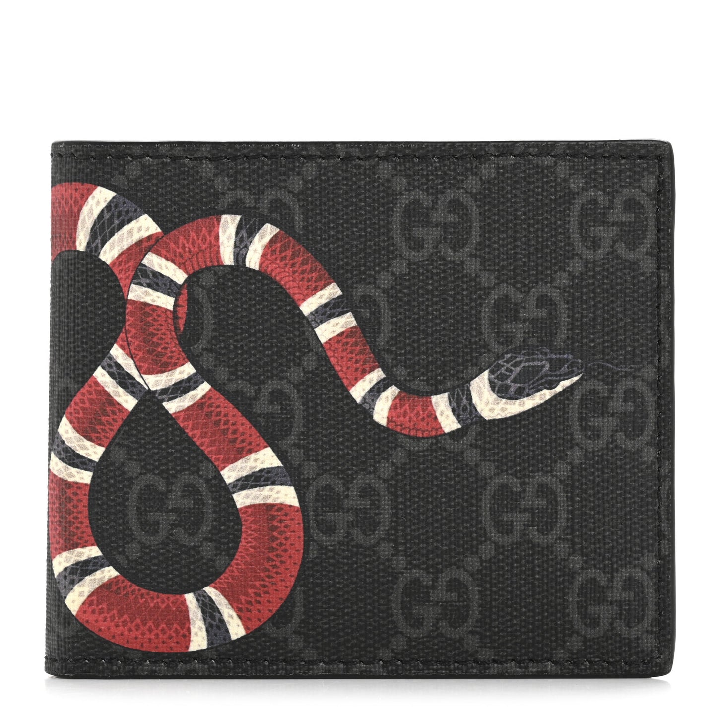 GG Supreme Monogram Kingsnake Nice Bi-Fold Wallet Black Grey