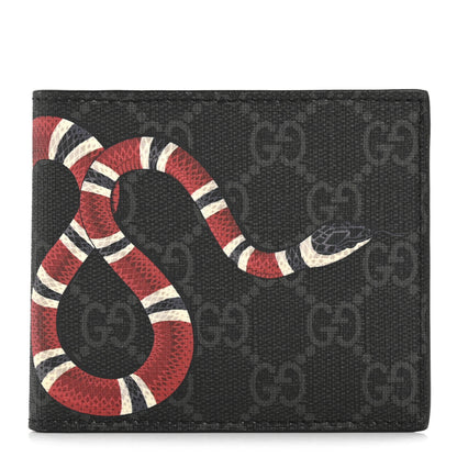 Gucci GG Supreme Monogram Kingsnake Nice Bi-Fold Wallet Black Grey 1 of 10