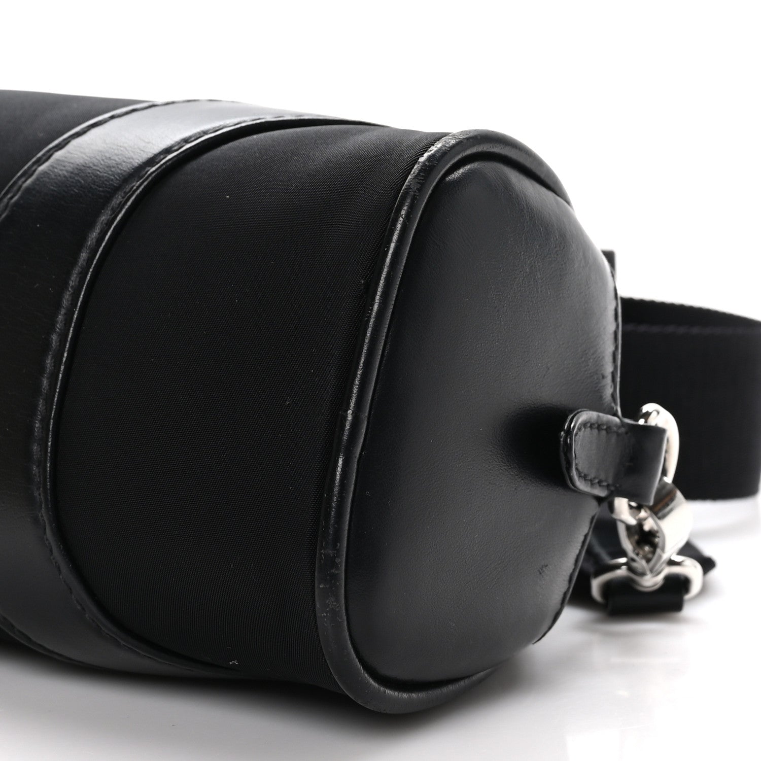Prada Nylon Soft Calfskin Bowling Crossbody Bag Black 9 of 9