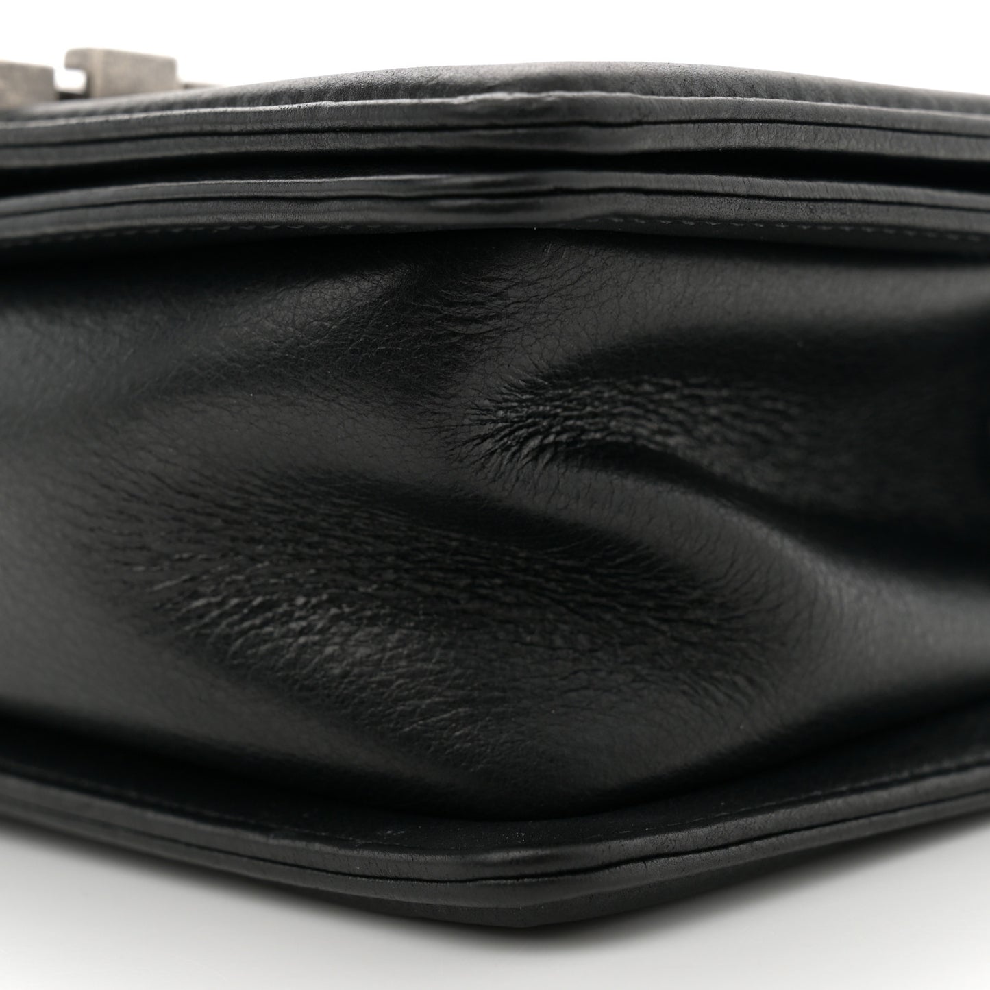 Calfskin Quilted Small Boy Flap Black