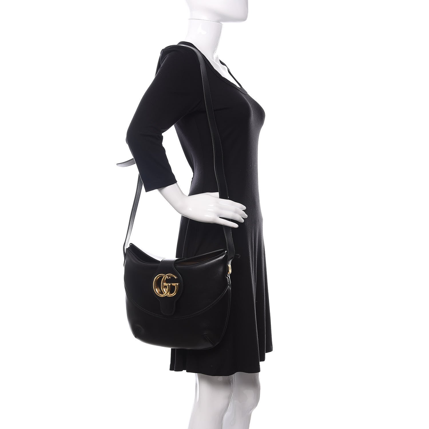 Gucci Calfskin Medium Arli Shoulder Bag Black 2 of 10