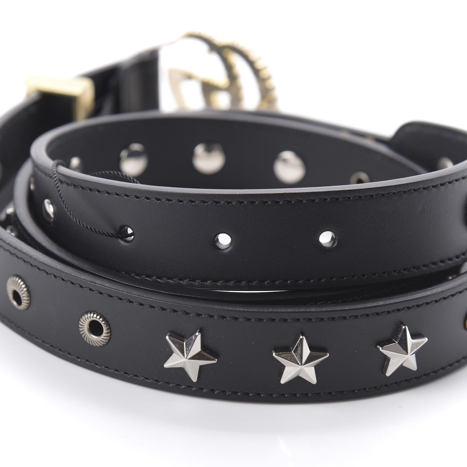 Gucci Calfskin Star Studded Torchon Double G Belt 100 40 Black 3 of 6
