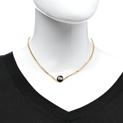 Christian Dior Metal CD Logo Necklace Gold Black 2 of 5