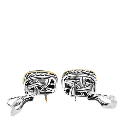 David Yurman Sterling Silver 18K Yellow Gold Diamond Smoky Quartz 14mm Albion Earrings 3 of 4