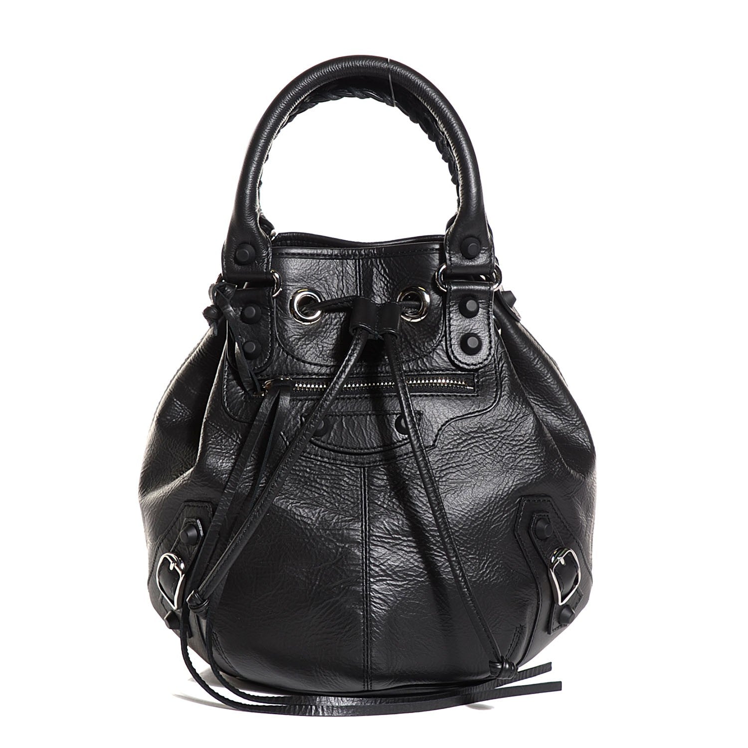 Balenciaga Matte Goatskin Rubber Covered Classic Hardware Mini Pompon Black 1 of 10