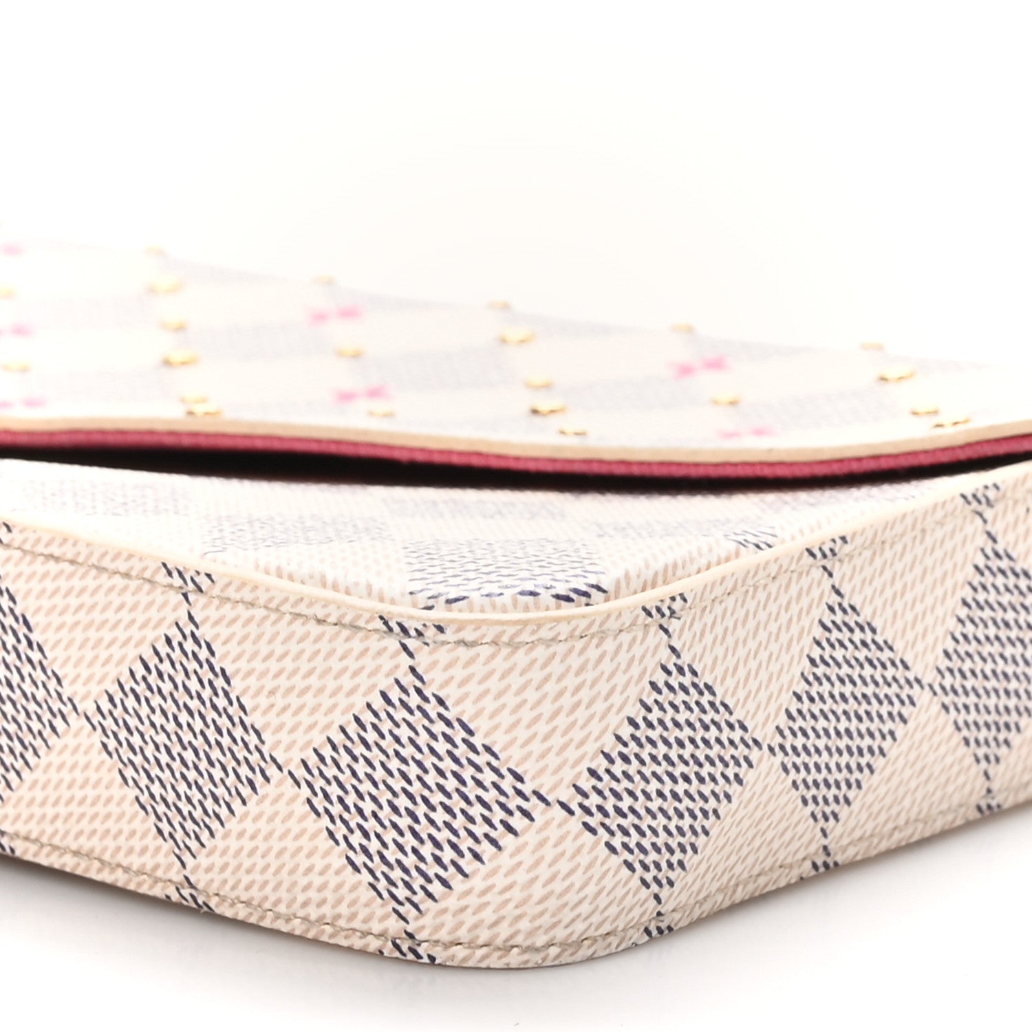 Louis Vuitton Damier Azur Studded Pochette Felicie Chain Wallet Fuchsia 10 of 11