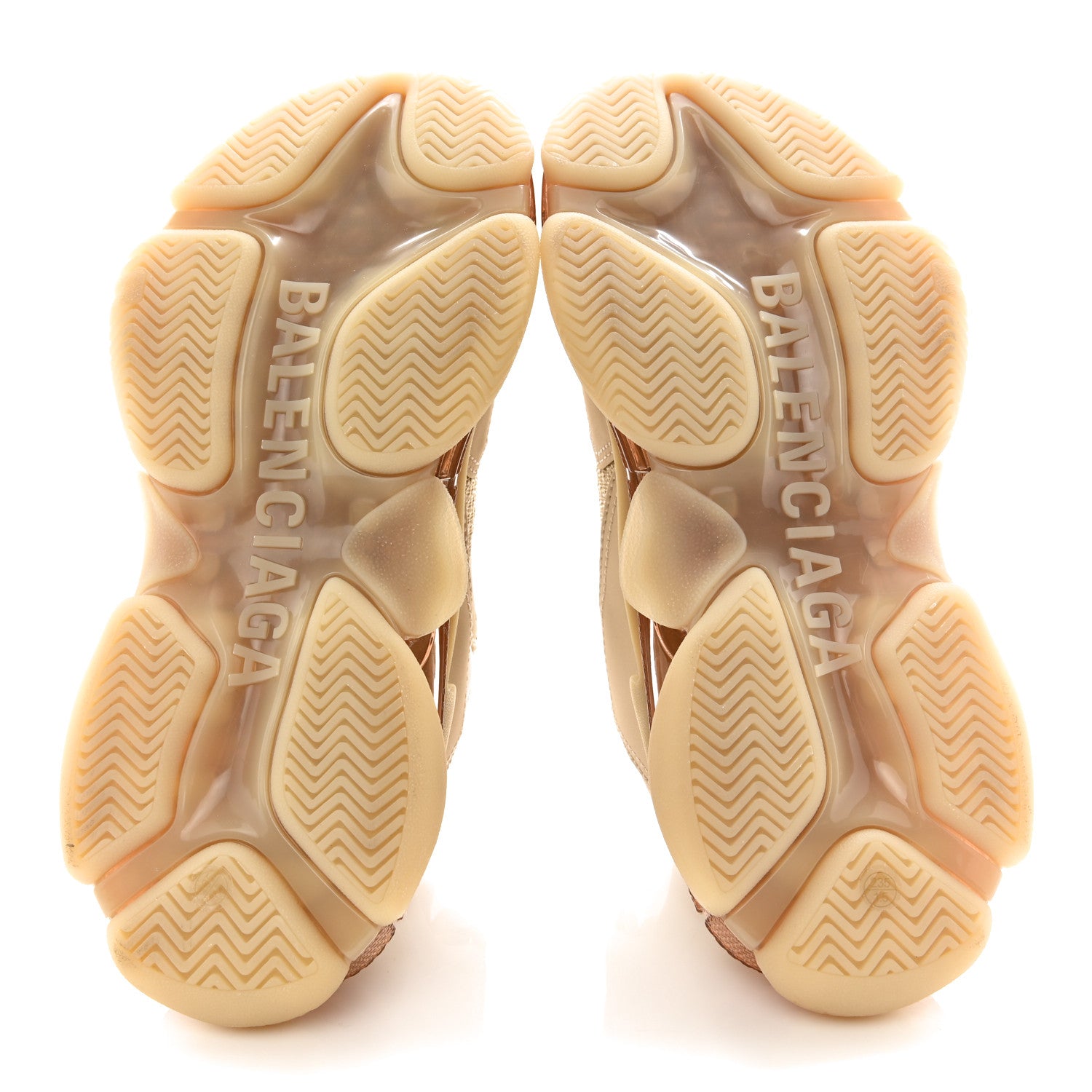 Balenciaga Fabric Mesh Clear Sole Womens Triple S Sneakers 37 Beige 5 of 9