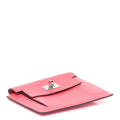 Hermes Chevre Mysore Kelly Pocket Compact Wallet Rose Lipstick 4 of 12