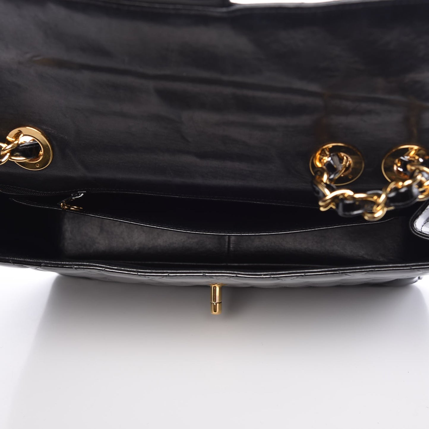 Patent Quilted Jumbo Single Flap Black