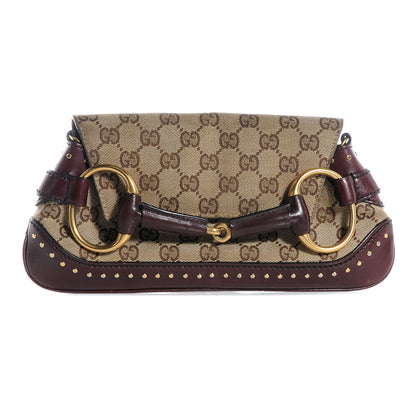 Gucci Monogram GG Studded Small Horsebit Clutch 1 of 7