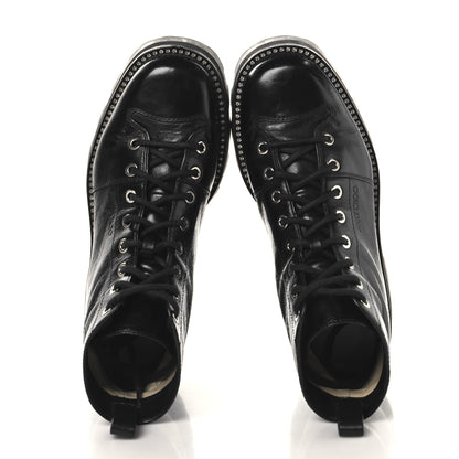 Jimmy Choo Calfskin Crystal Embellished Colby Combat Boots 38.5 Black 2 of 10