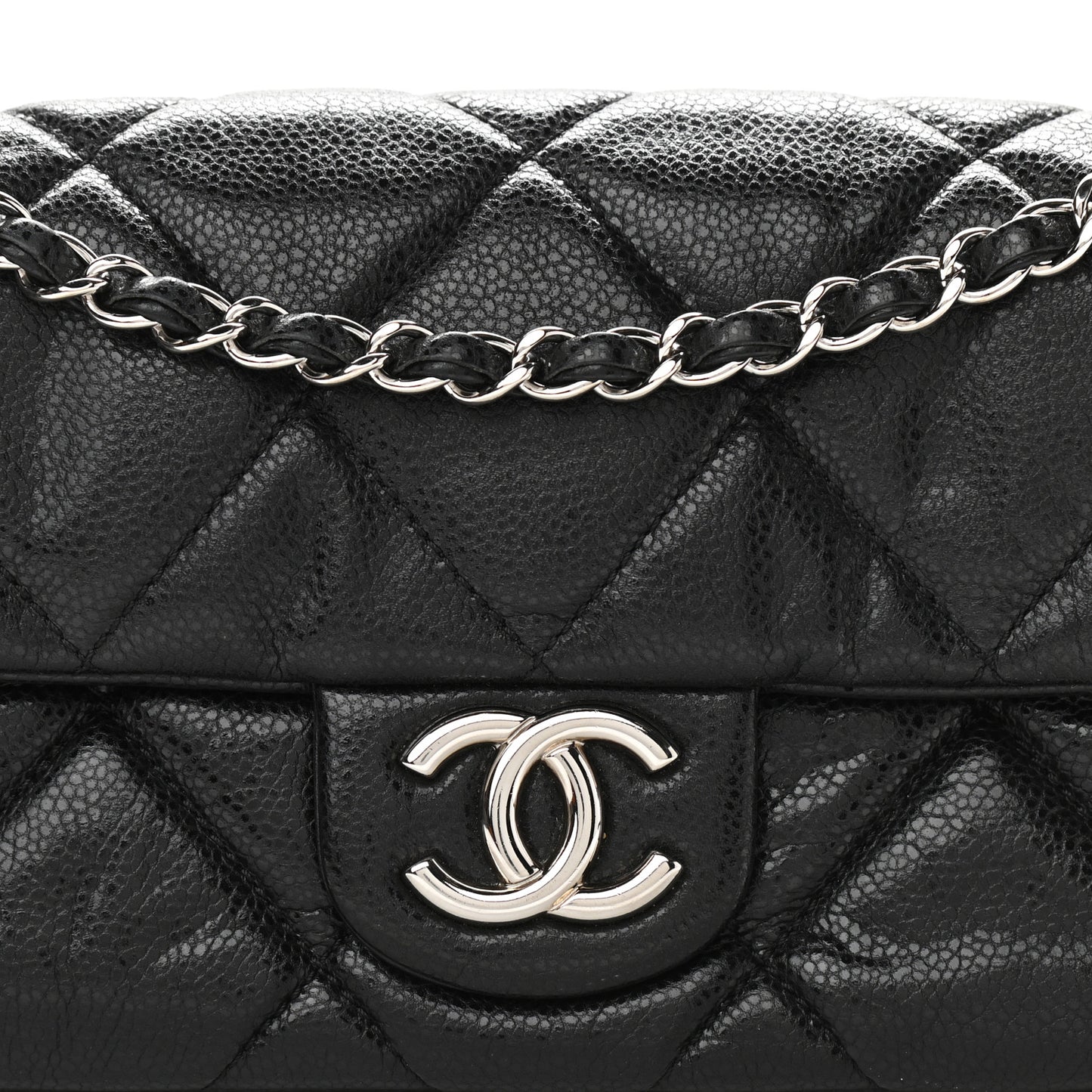 Glazed Caviar Quilted Small Nature Flap Bag Black