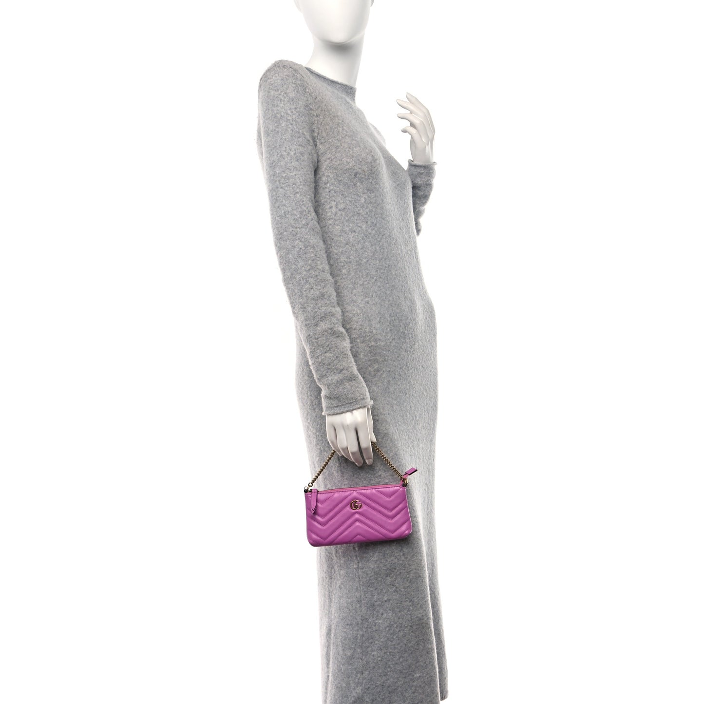 Calfskin Matelasse Mini GG Marmont Chain Bag Candy Mousse