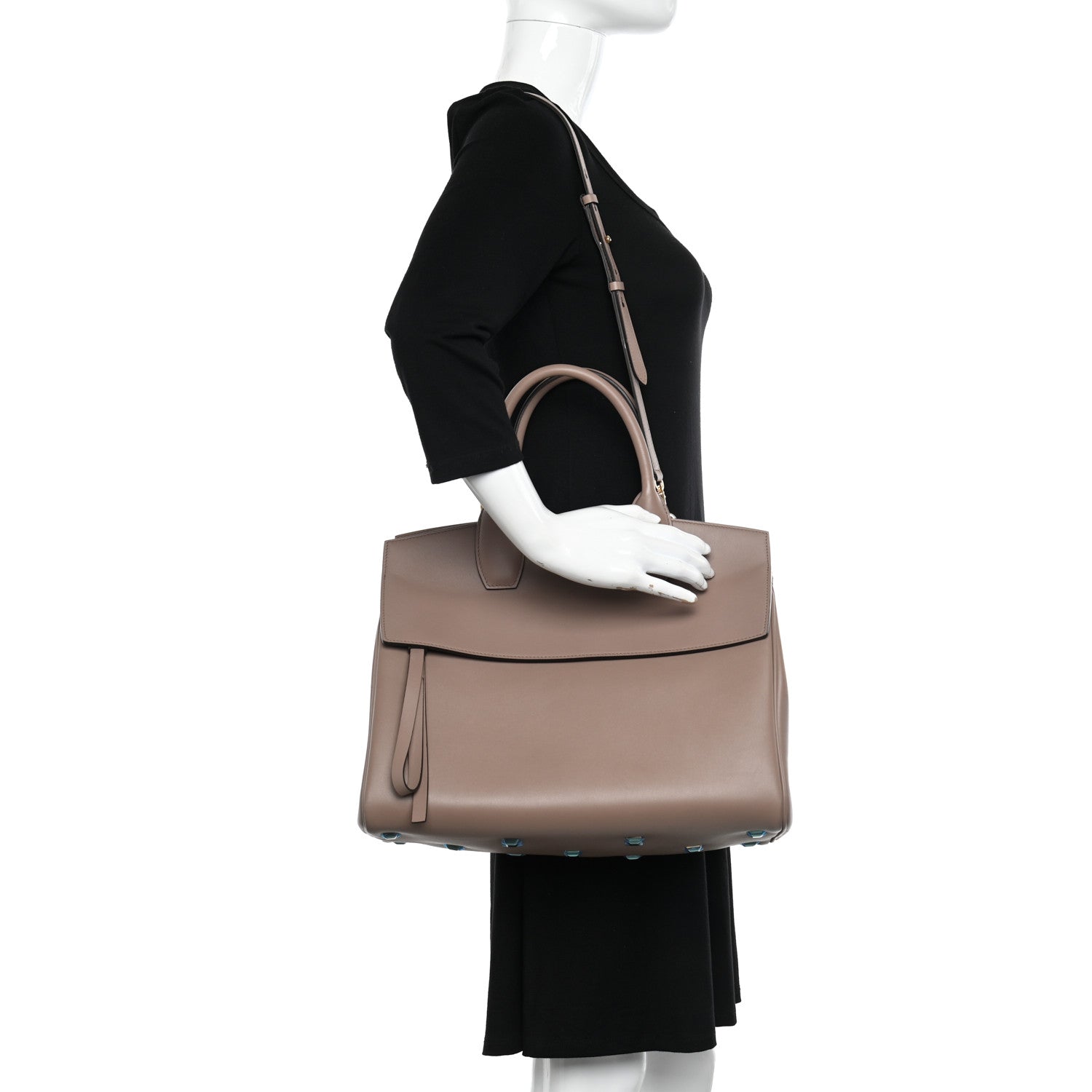 Salvatore Ferragamo Calfskin Large Studio Bag Caraway Seed 2 of 11