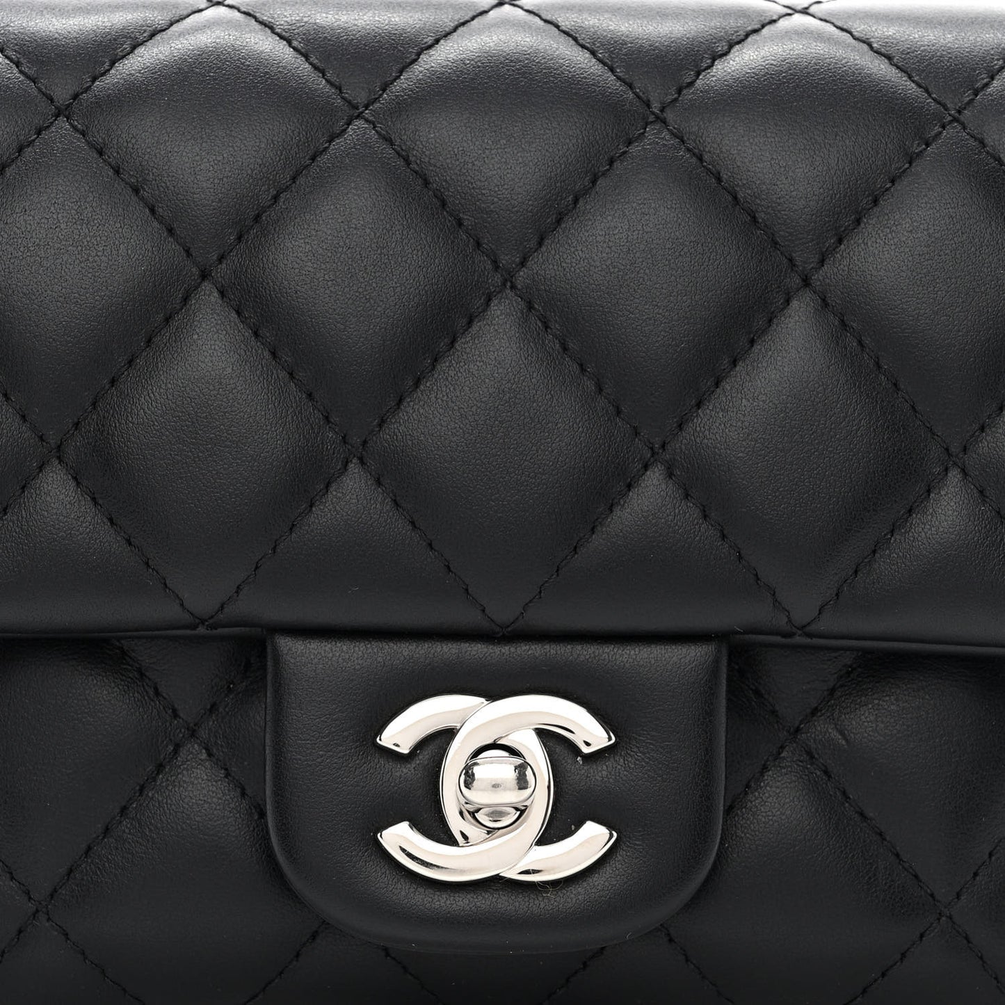 Calfskin Quilted CC Uniform Flap Belt Bag Black