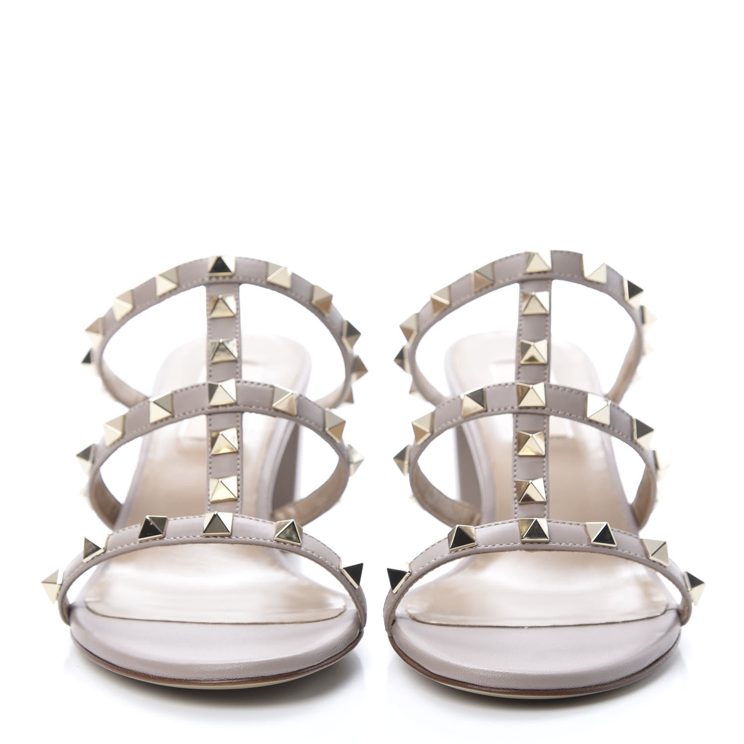 Valentino Garavani Calfskin Rockstud 60mm Caged Slide Sandals 36.5 Poudre 2 of 8