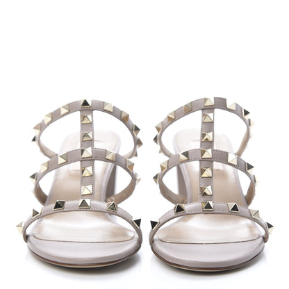 Valentino Garavani Calfskin Rockstud 60mm Caged Slide Sandals 36.5 Poudre 2 of 8