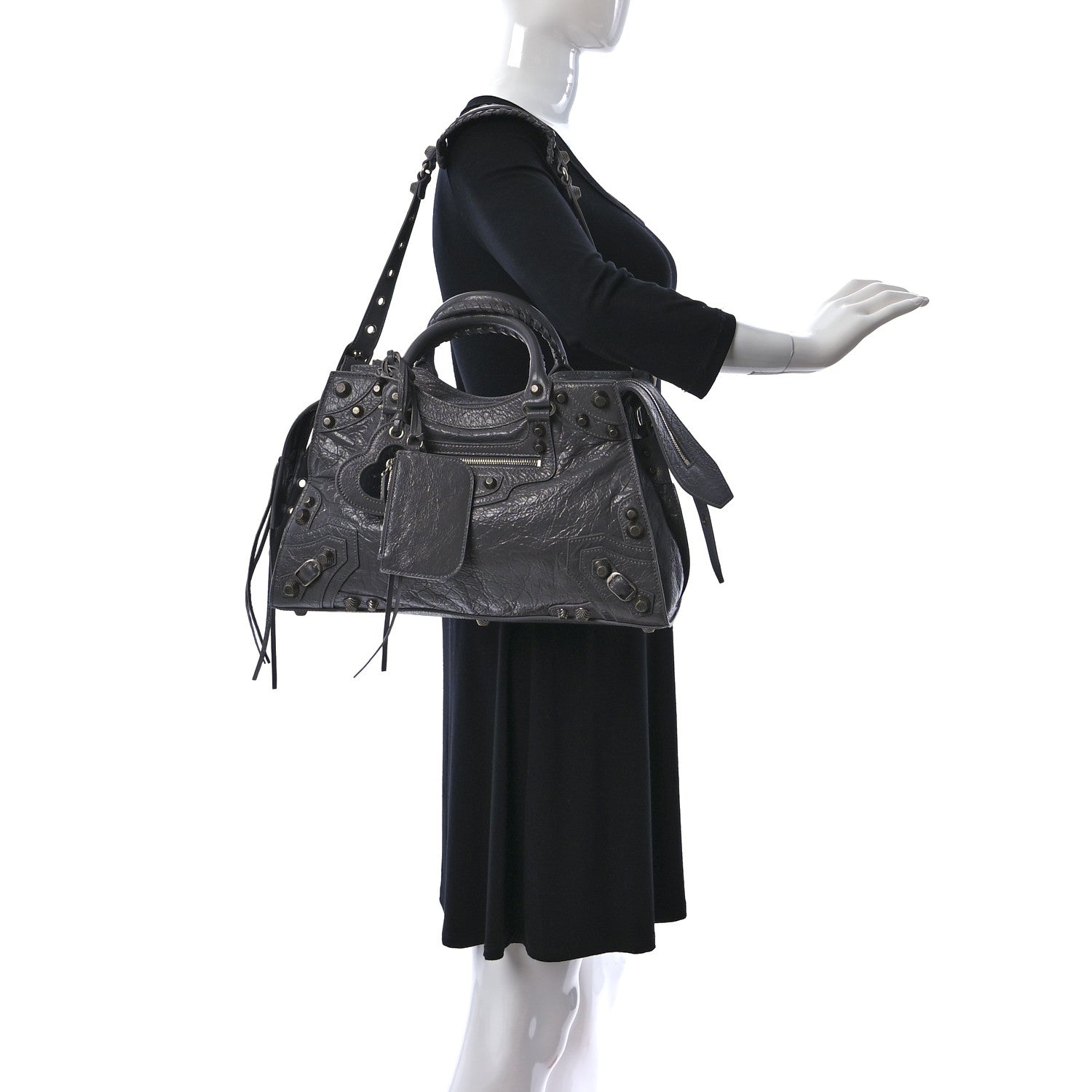 Balenciaga Agneau Arena Neo Cagole City Handbag Dark Grey 2 of 9
