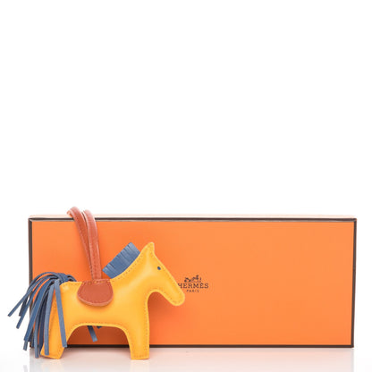Hermes Milo Lambskin Grigri Rodeo Horse Bag Charm PM Jaune D'Or Bleu Agate Cornaline 4 of 4