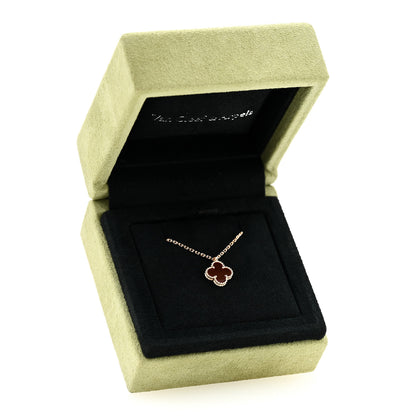 Van Cleef & Arpels 18K Rose Gold Carnelian Sweet Alhambra Pendant Necklace 7 of 7