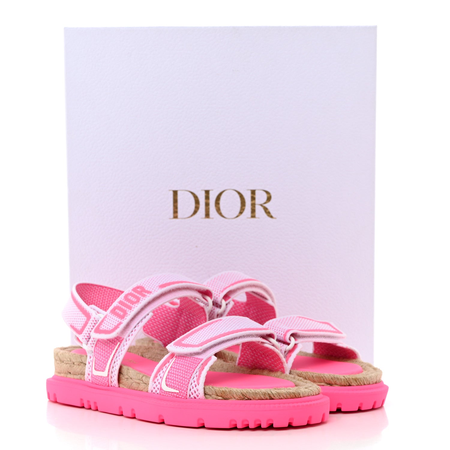 Christian Dior Technical Knit Jute Dioract 10mm Sandals 38 White Fuchsia 9 of 9