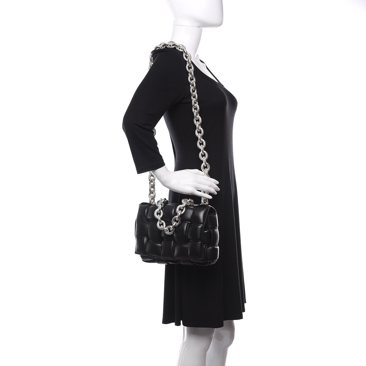 Bottega Veneta Lambskin Maxi Intreccio Padded Chain Cassette Crossbody Bag Black 2 of 8