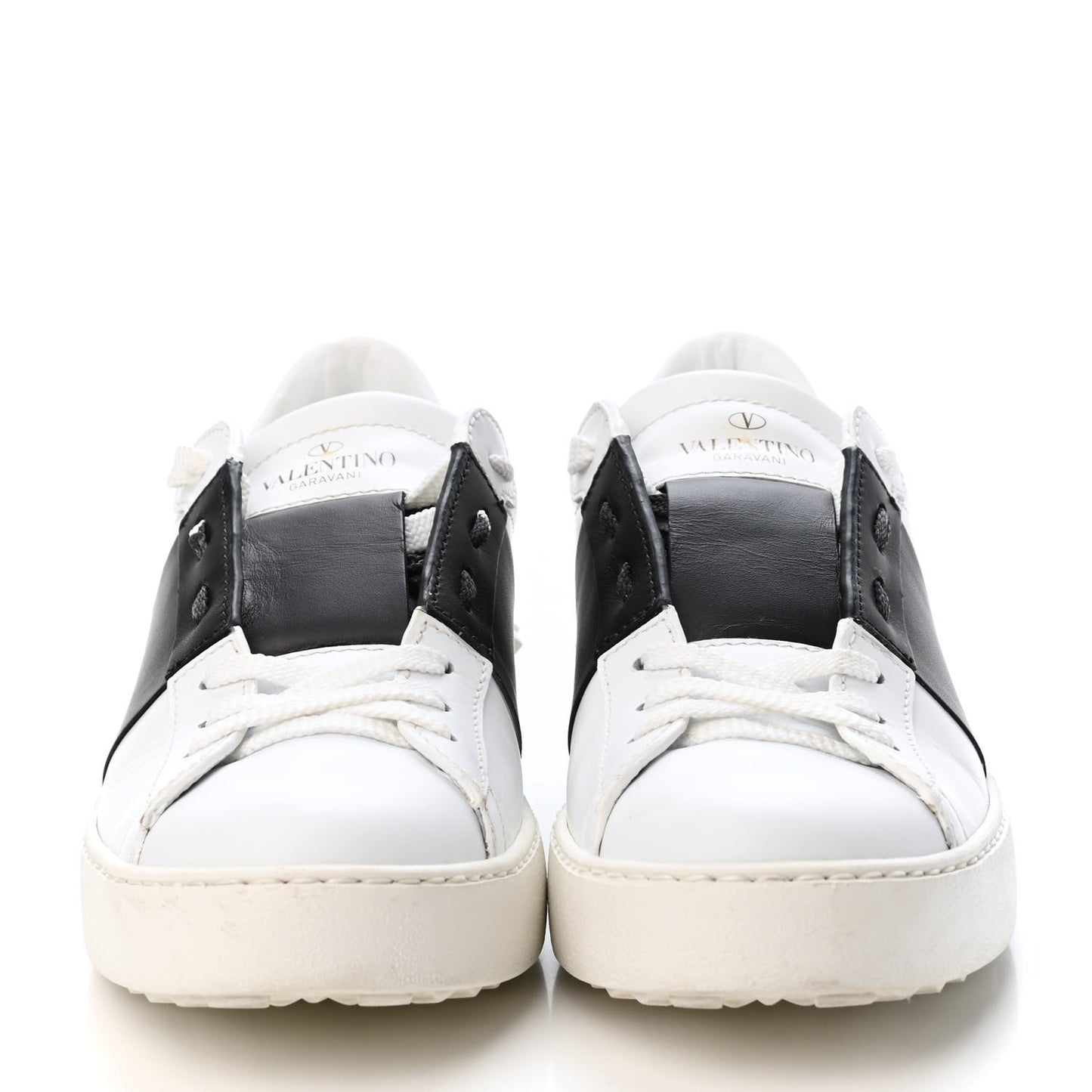 Calfskin Rockstud Open Sneakers 37.5 White Black