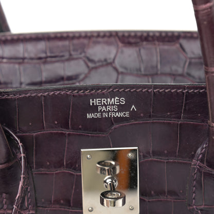 Hermes Shiny Porosus Crocodile Birkin 35 Cassis 6 of 15