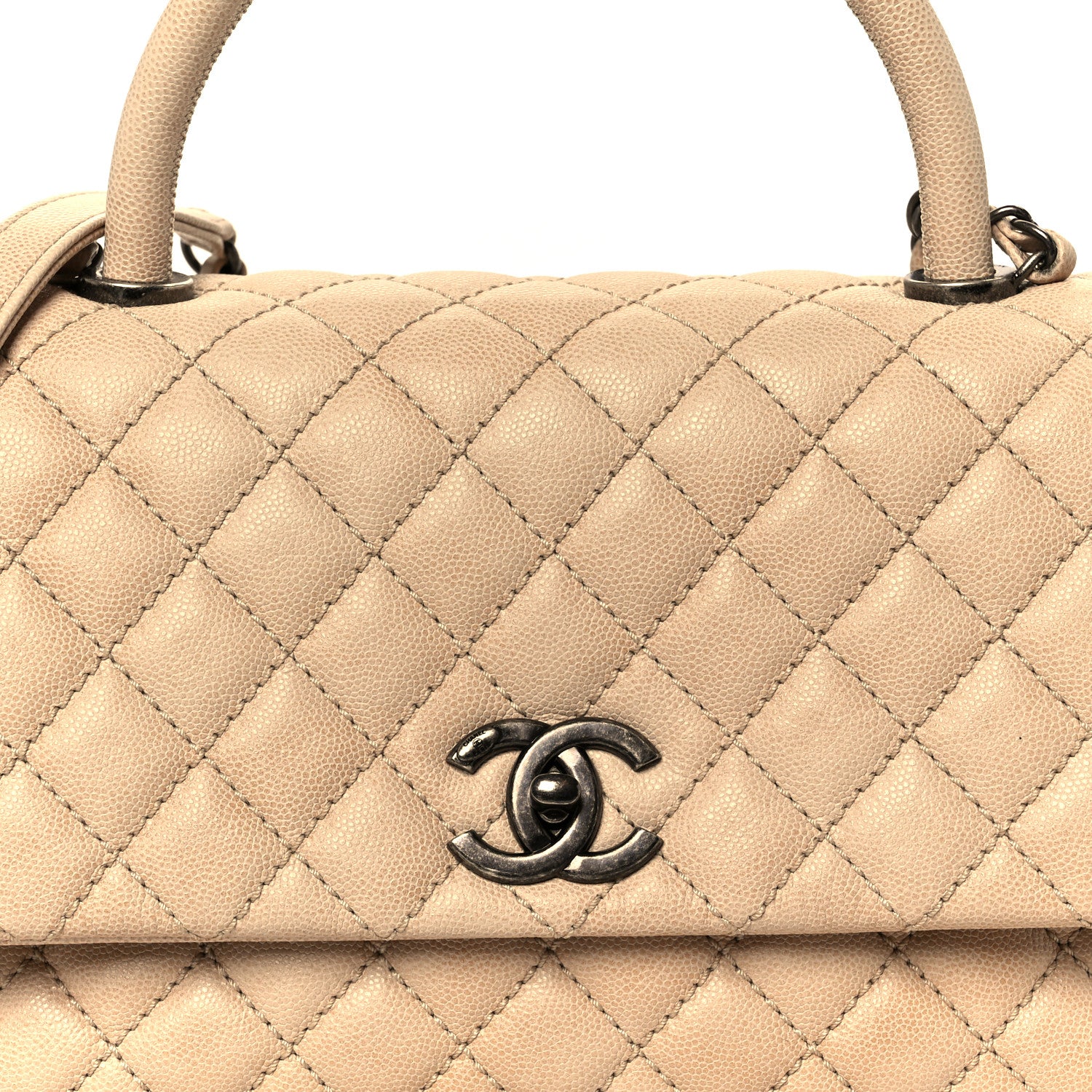 Chanel Caviar Quilted Small Coco Handle Flap Light Beige 9 of 12