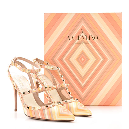 Valentino Garavani Nappa Native Couture 1975 Rockstud Ankle Strap 100mm Pumps 39.5 Mandarin Sorbet 9 of 9